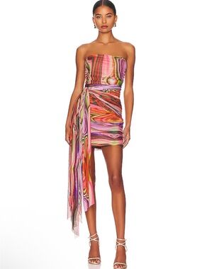 ELLIATT Nala Dress Strapless Multicolor Marble-Print Party Occasion Mini Dress